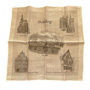 VTG Heidelberg Germany Scarf Handkerchief Souvenir Travel 12" Square Gift